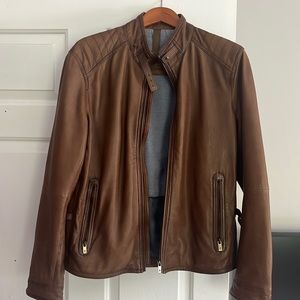 Brown genuine leather jacket. like new